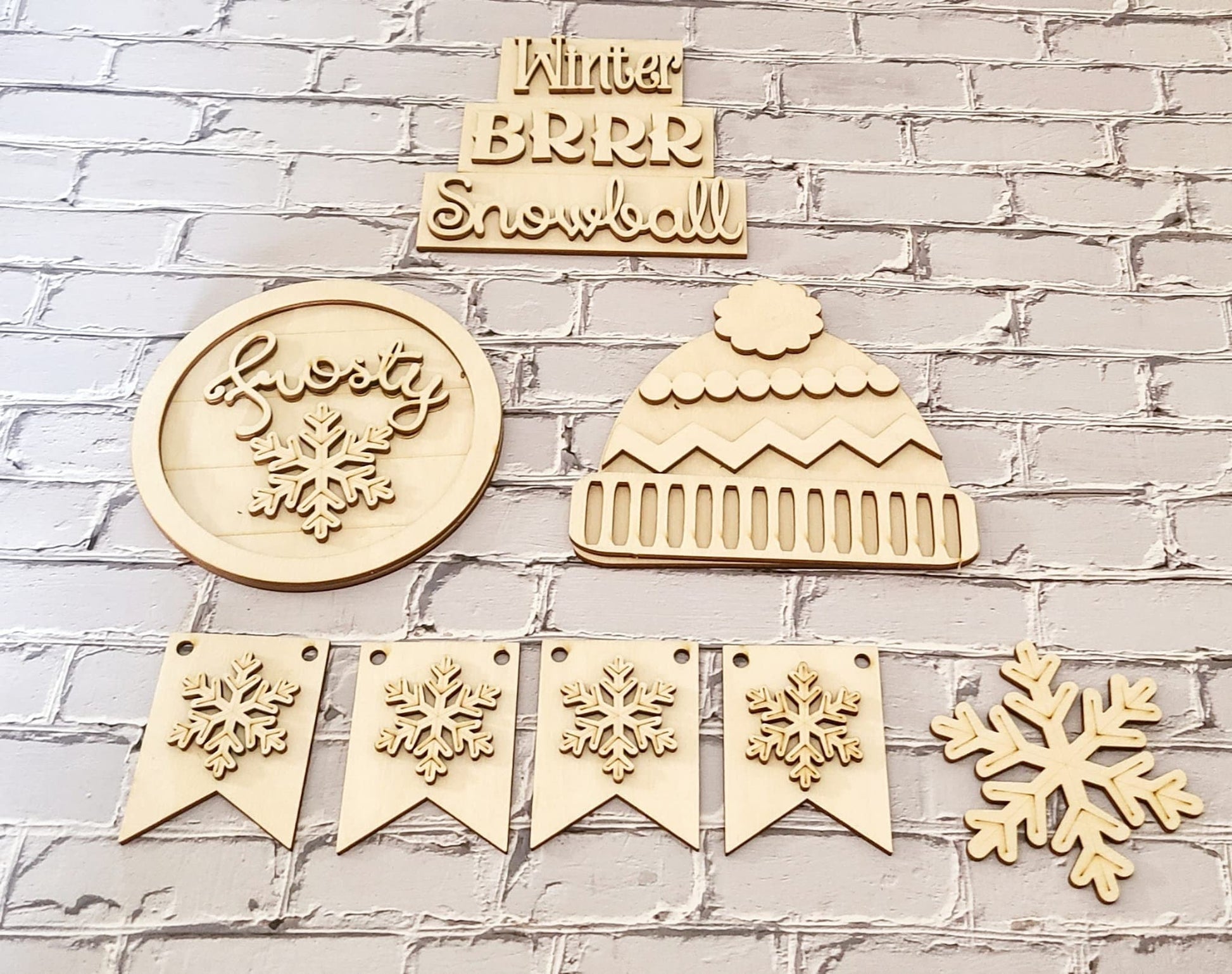 Winter tiered tray decor, Unfinished wood blanks, DIY Winter decor, DIY tiered tray decor, Make your own tiered tray decor - LaserOnTheHill