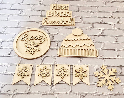 Winter tiered tray decor, Unfinished wood blanks, DIY Winter decor, DIY tiered tray decor, Make your own tiered tray decor - LaserOnTheHill