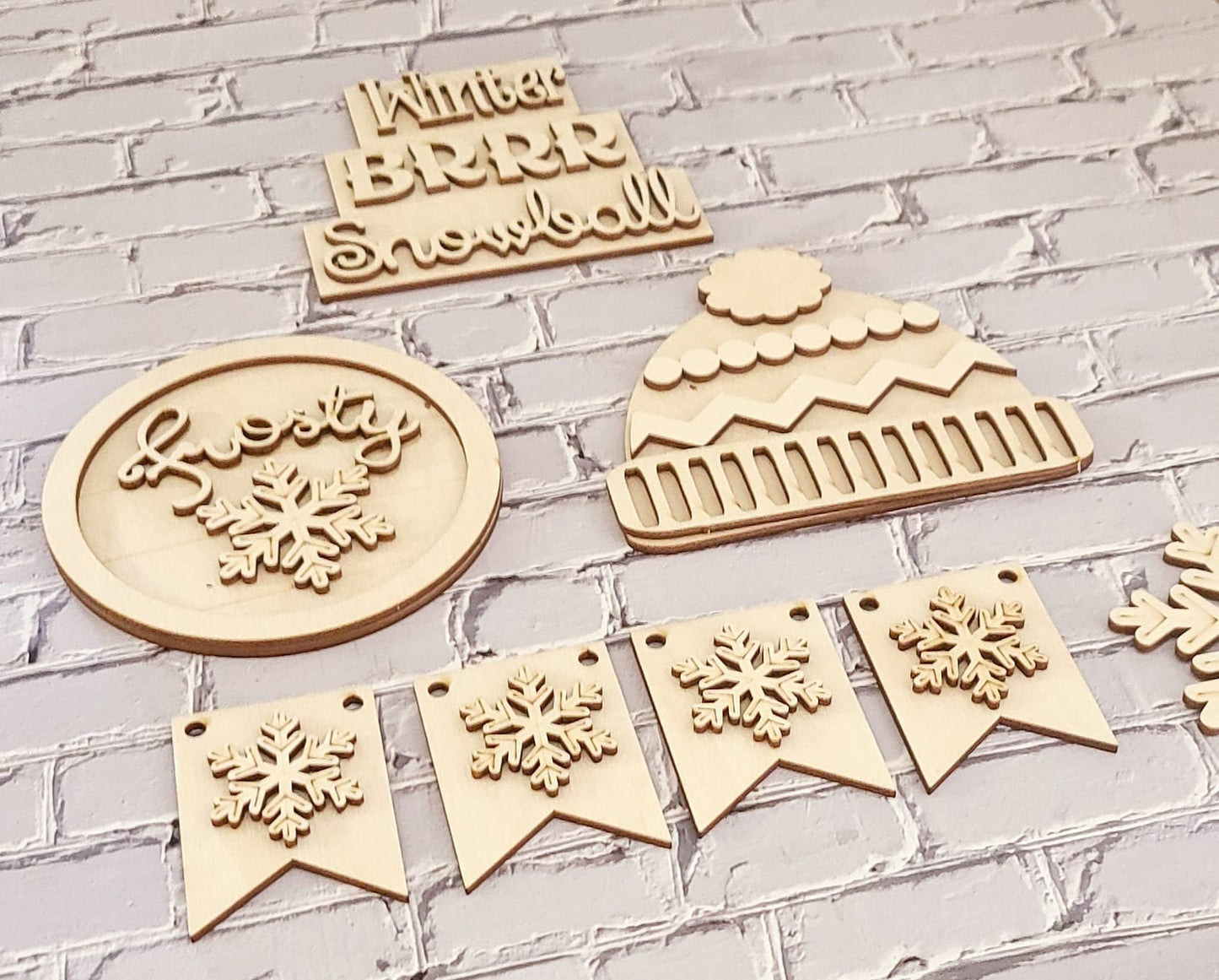 Winter tiered tray decor, Unfinished wood blanks, DIY Winter decor, DIY tiered tray decor, Make your own tiered tray decor - LaserOnTheHill