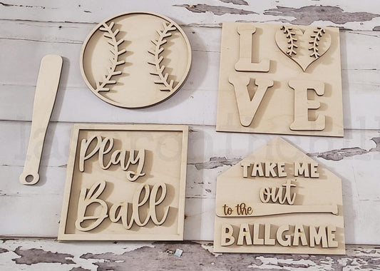 Baseball Tiered Tray DIY Bundle, 3D Wood Craft Kit