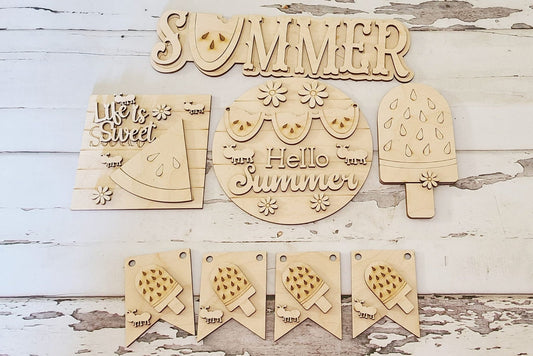 Unpainted Summer Watermelon Tiered Tray Blank, DIY Decor