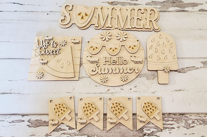 Summer watermelon tiered tray blank, Summer tiered tray, Watermelon wood blank, DIY decor, summer home decor diy, Do it yourself home decor - LaserOnTheHill