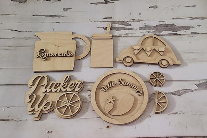 Lemonade Summer Tiered Tray Blank, DIY Wood Craft Kit