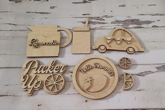 Lemonade Summer Tiered Tray Blank, DIY Wood Craft Kit