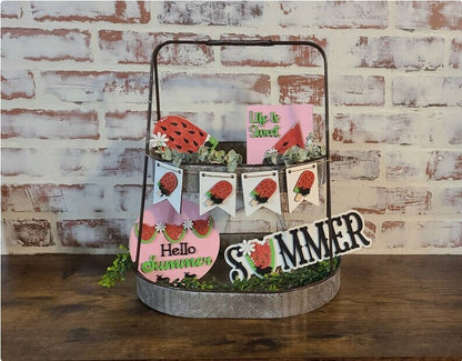 Unpainted Summer Watermelon Tiered Tray Blank, DIY Decor