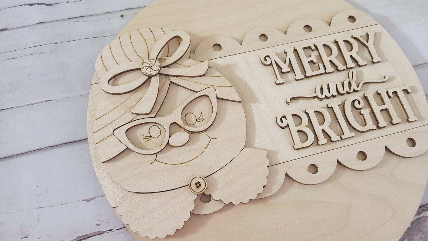 DIY Christmas Door Hanger Blank | Mrs. Claus, Reindeer Decor