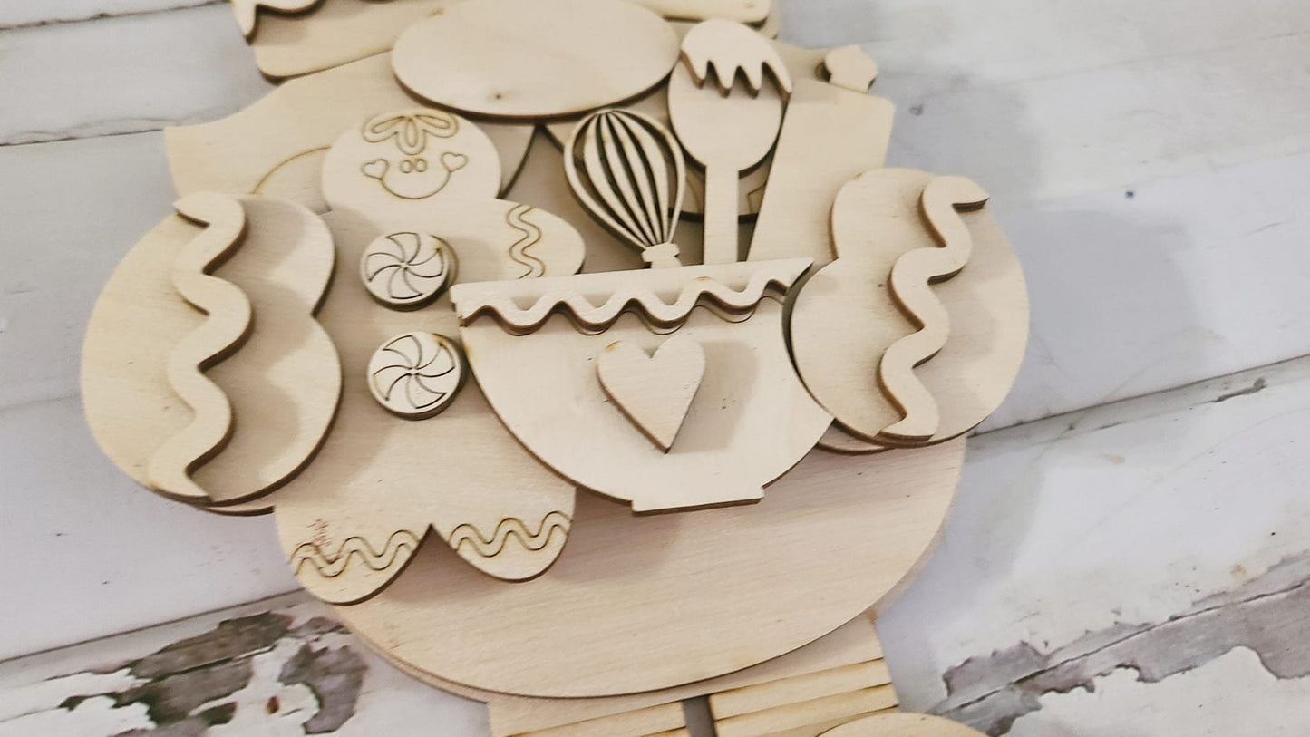 Christmas Gnome Shelf Sitter, Wood DIY Kit, Tiered Tray Decor