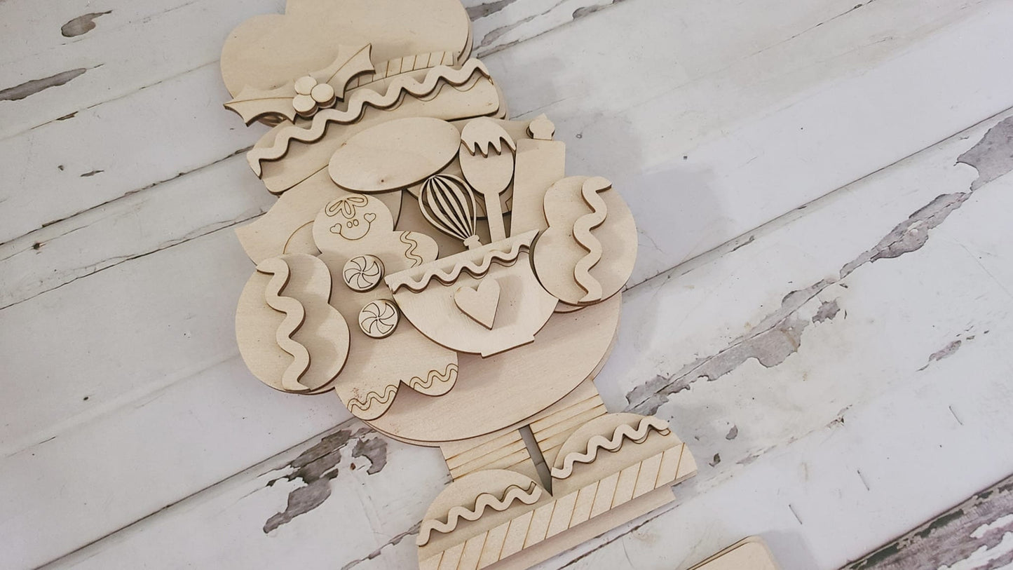 Christmas Gnome Shelf Sitter, Wood DIY Kit, Tiered Tray Decor