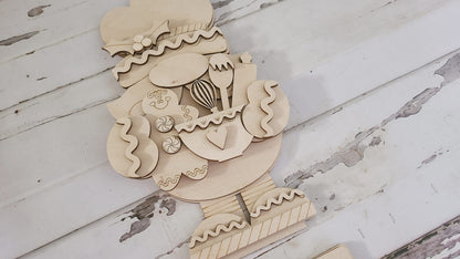 Christmas Gnome Shelf Sitter, Wood DIY Kit, Tiered Tray Decor