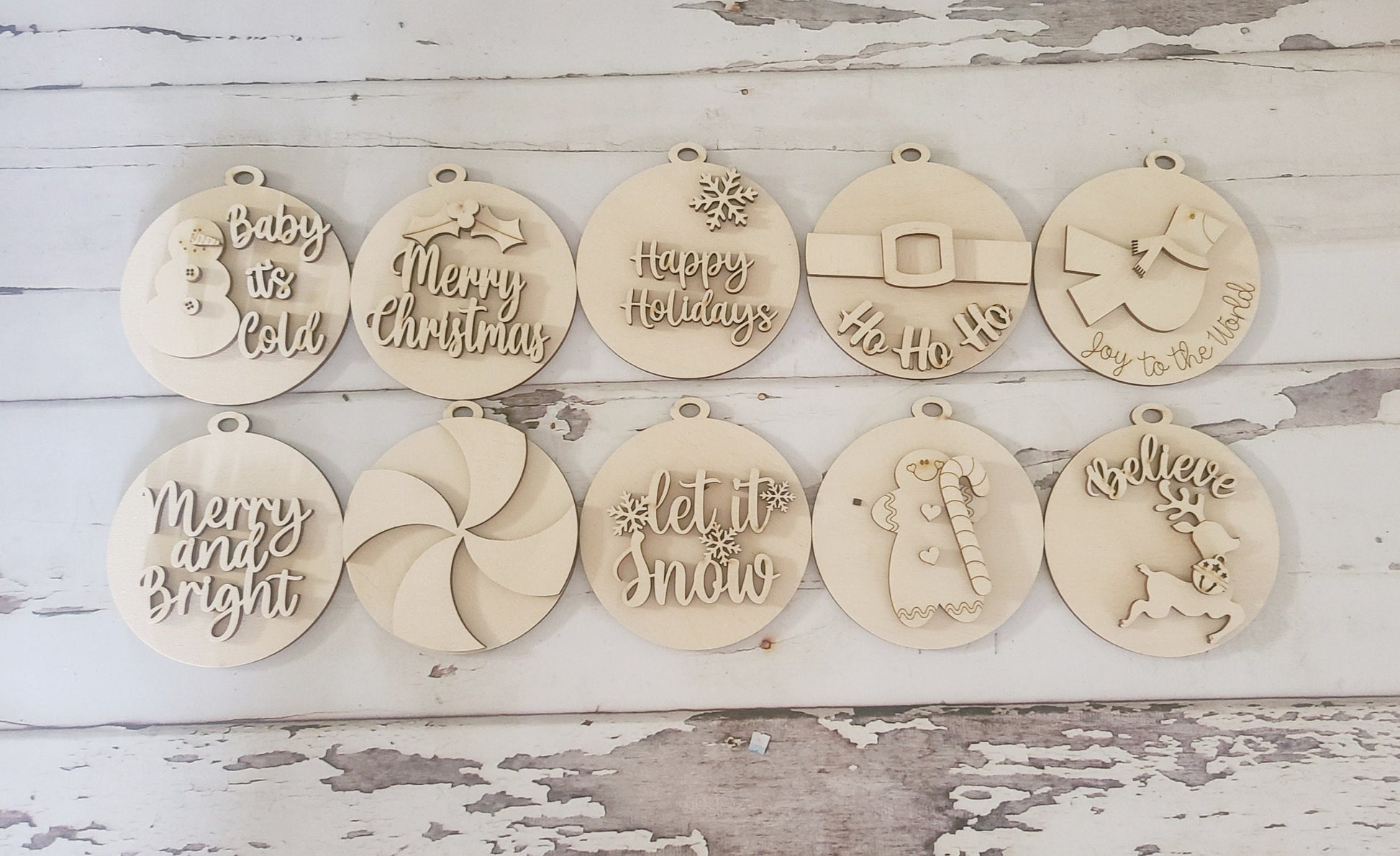DIY Wooden Christmas Ornament Coloring Kit, Kids Craft