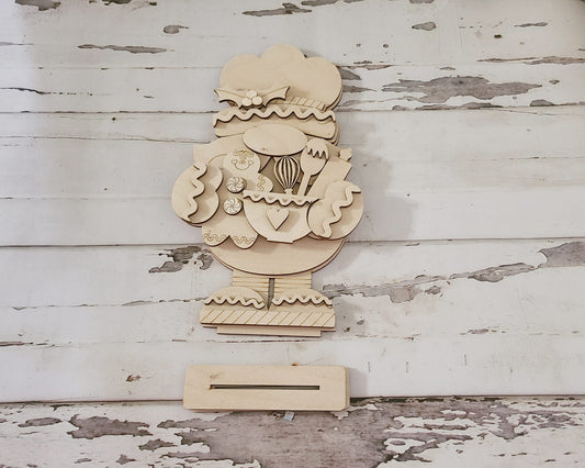 Christmas Gnome Shelf Sitter, Wood DIY Kit, Tiered Tray Decor