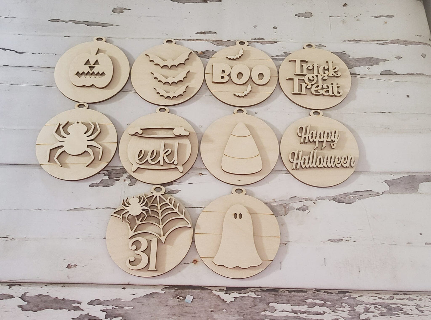 DIY Halloween Ornament Blank Kit | Unpainted Wooden Ornaments