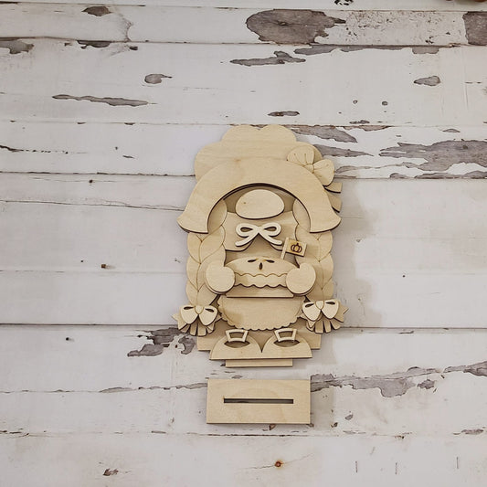 Thanksgiving Gnome Shelf Sitter, Unpainted Wood DIY Kit