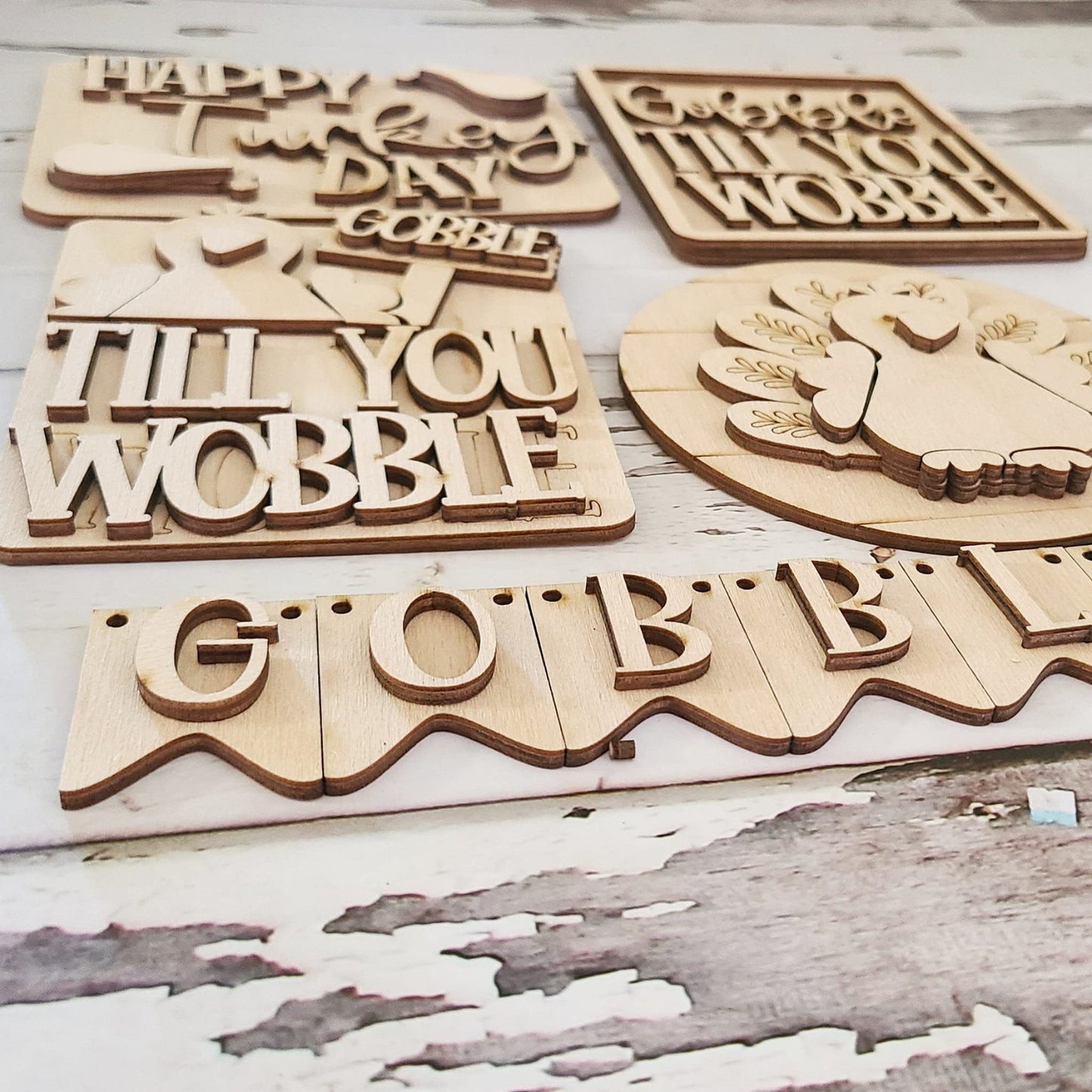 Thanksgiving tiered tray decor, Unfinished wood blanks, DIY Autumn decor, DIY tiered tray decor, Make your own tiered tray decor - LaserOnTheHill