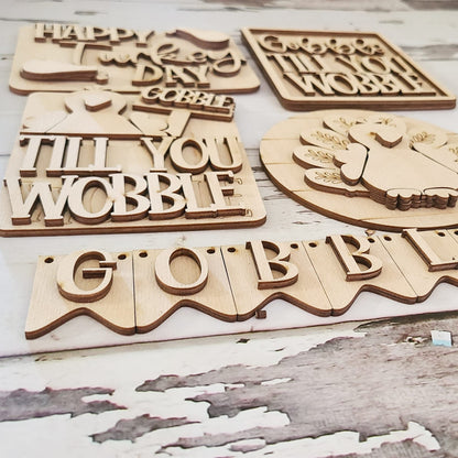 Thanksgiving tiered tray decor, Unfinished wood blanks, DIY Autumn decor, DIY tiered tray decor, Make your own tiered tray decor - LaserOnTheHill