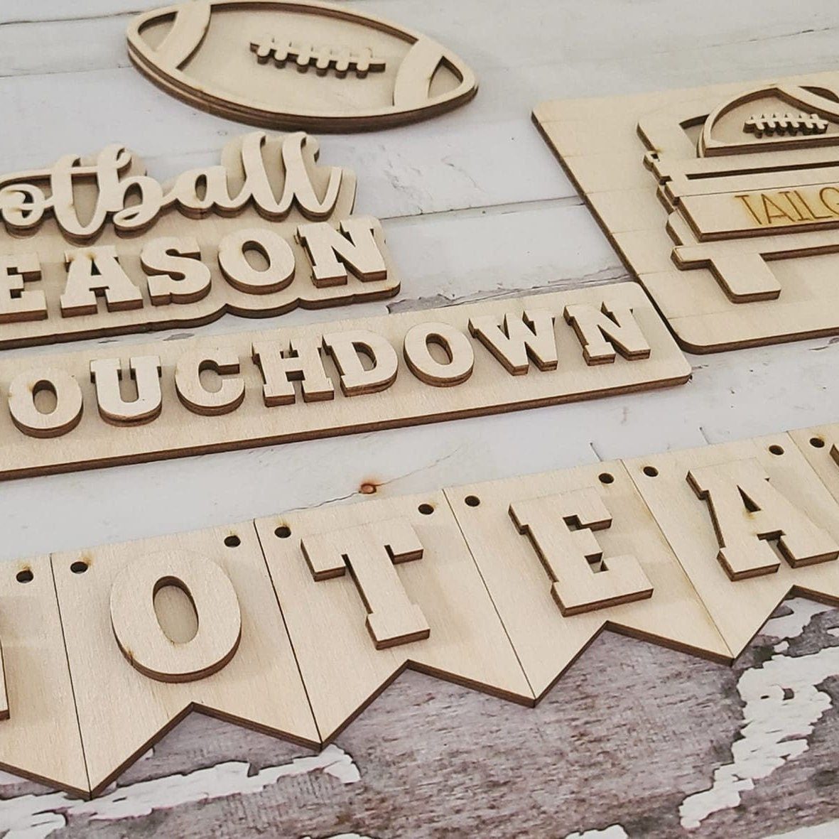 Unfinished Football Tiered Tray Decor, DIY Autumn Decor Kit