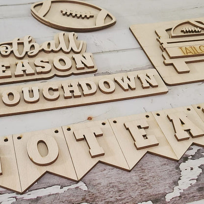 Unfinished Football Tiered Tray Decor, DIY Autumn Decor Kit