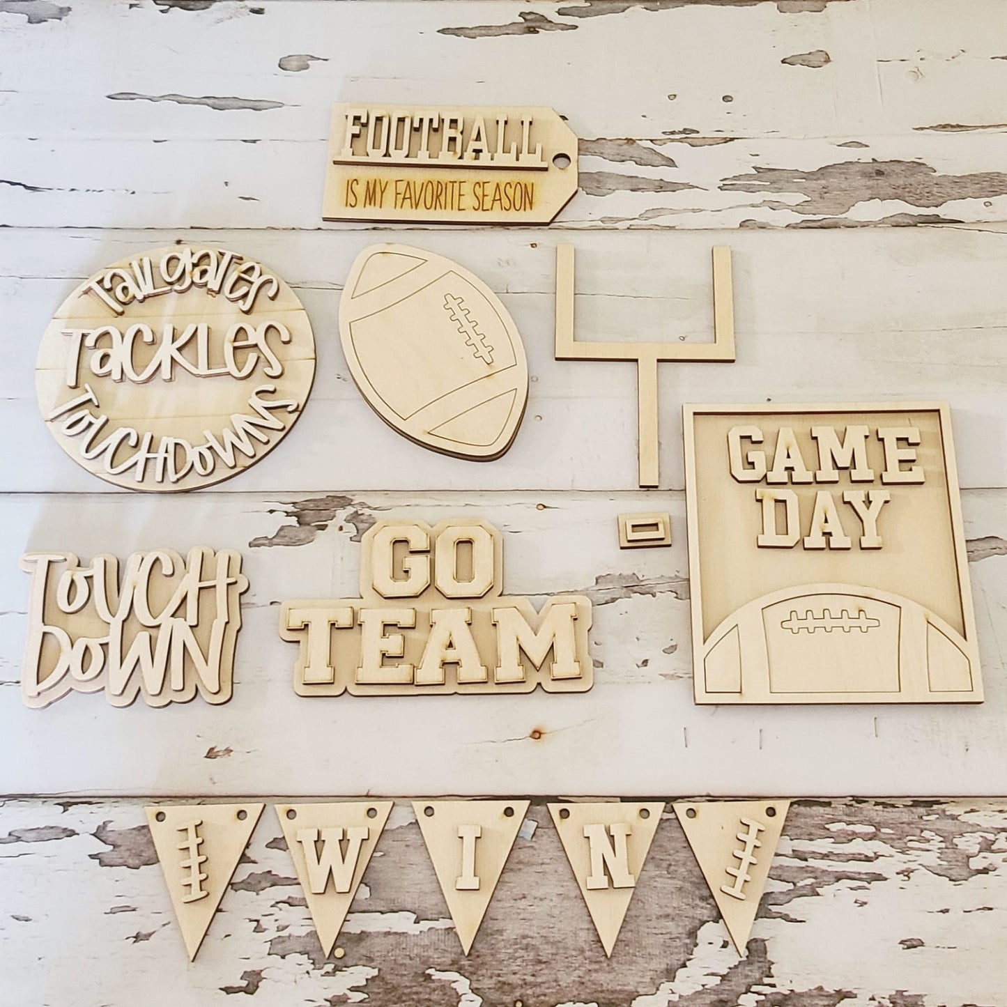 DIY Football Tiered Tray Decor, Unfinished Wood Blanks, Autumn Decor