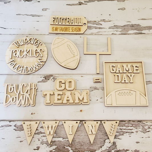 DIY Football Tiered Tray Decor, Unfinished Wood Blanks, Autumn Decor