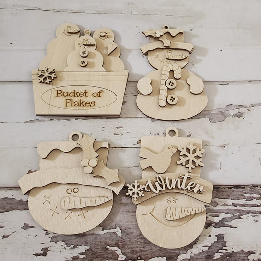DIY Christmas Ornament Coloring Kit, Wooden Snowman Ornaments