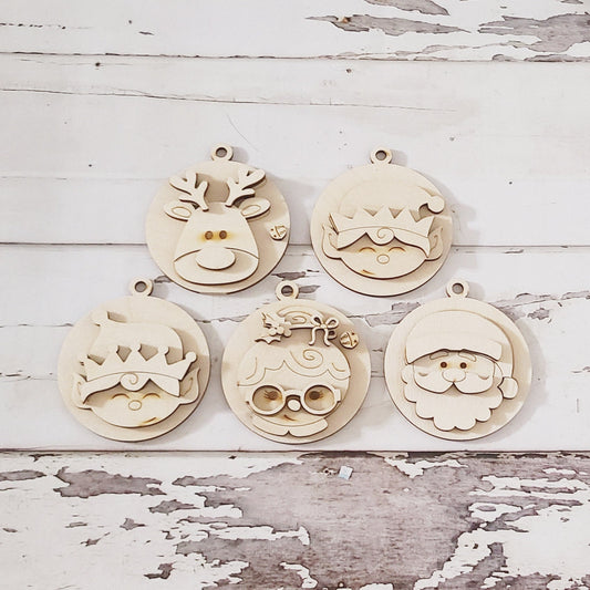 DIY Christmas Ornament Coloring Kit, Wooden Holiday Decor (Unassembled)