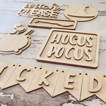 Halloween Tiered Tray Decor Bundle, DIY Wooden Blanks