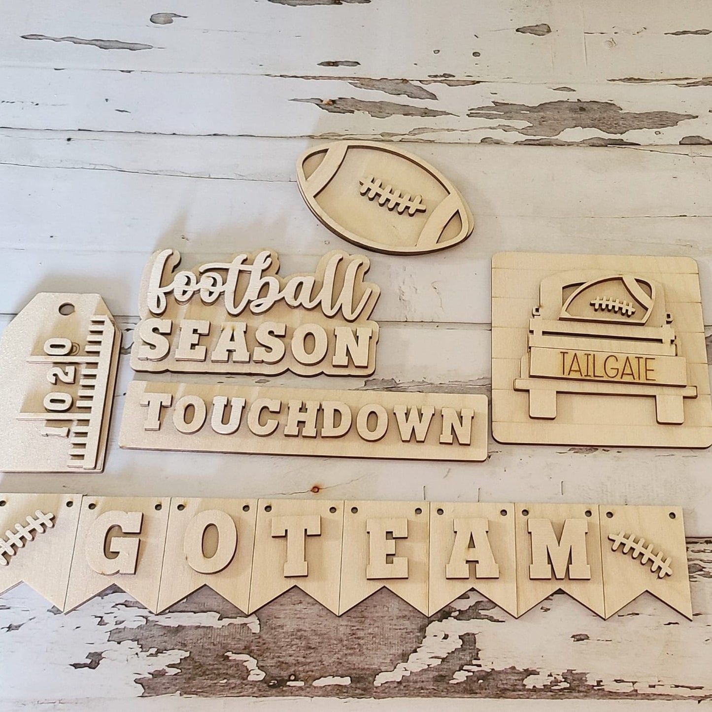 Football tiered tray decor, Unfinished wood blanks, DIY Autumn decor, DIY tiered tray decor, Make your own tiered tray decor1554012814