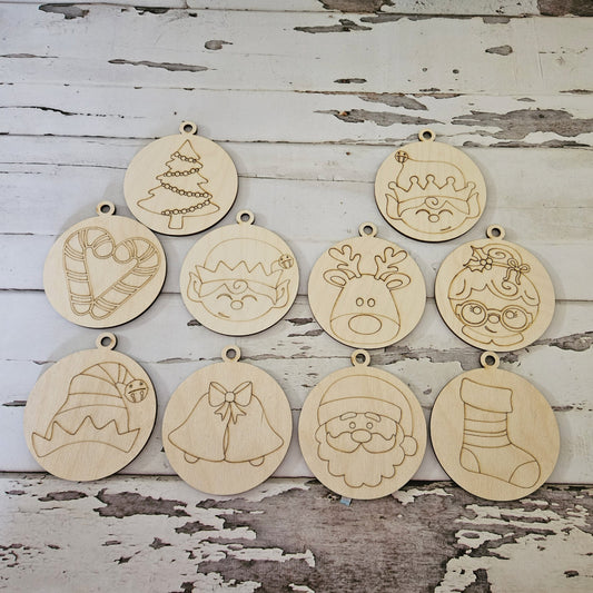 Christmas Ornament Coloring Kit, Christmas DIY Ornaments, Wooden Ornaments to Paint, Kids DIY Ornaments, Kids Christmas Ornaments, DIY Kit