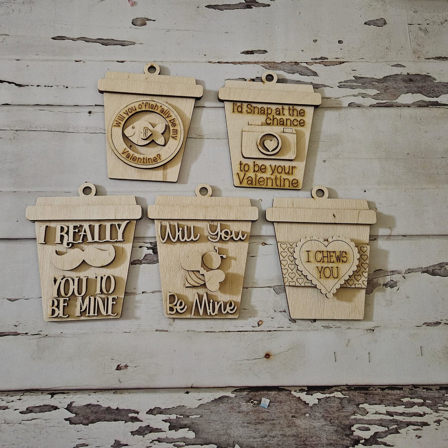 DIY Valentine's Day Wood Ornament Craft Kit, Unfinished Blanks