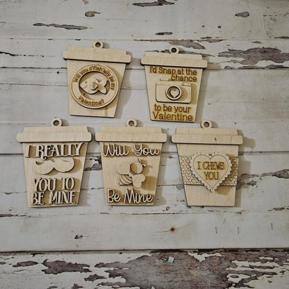 DIY Valentine's Day Wood Ornament Craft Kit, Unfinished Blanks