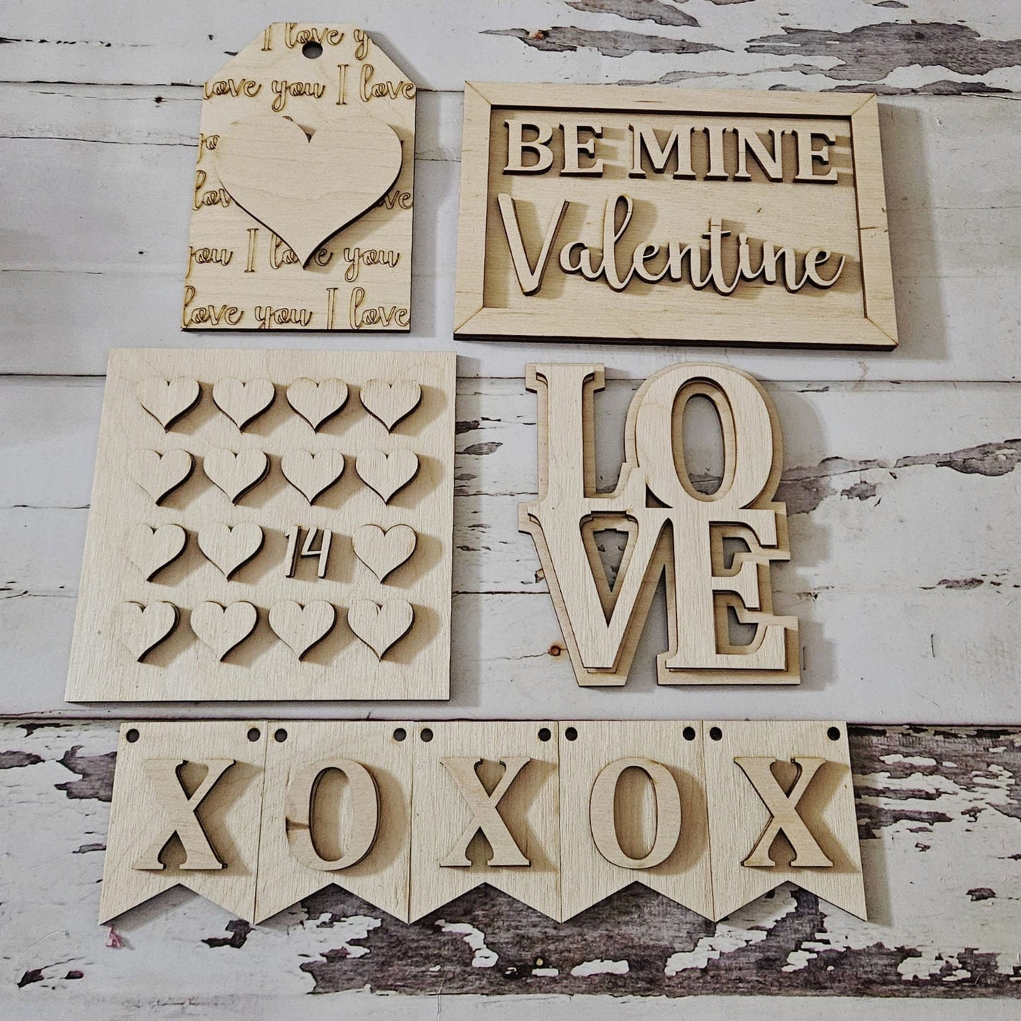 Valentine's Day Tiered Tray Decor DIY Wood Craft Kit