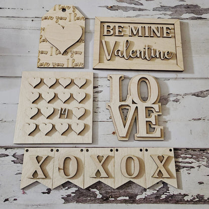 Valentine's Day Tiered Tray Decor DIY Wood Craft Kit