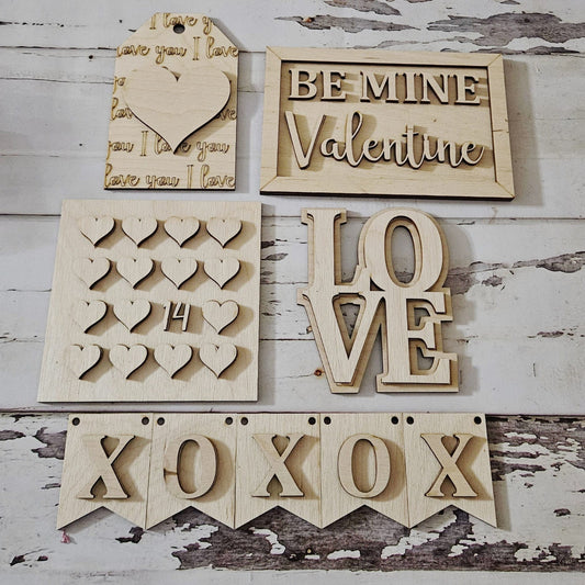 Valentine's Day Tiered Tray Decor DIY Wood Craft Kit
