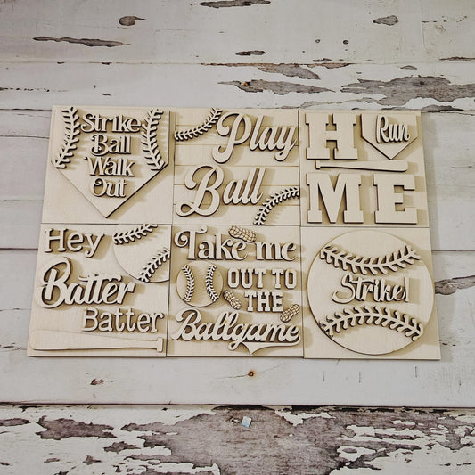 DIY Baseball Tiered Tray Decor – Unfinished Birch Wood Signs