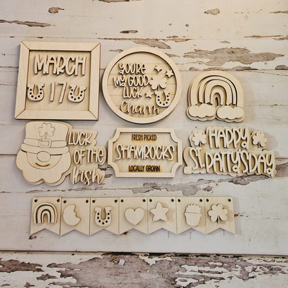 St Patrick's Day Tiered Tray Decor DIY Wood Craft Kit