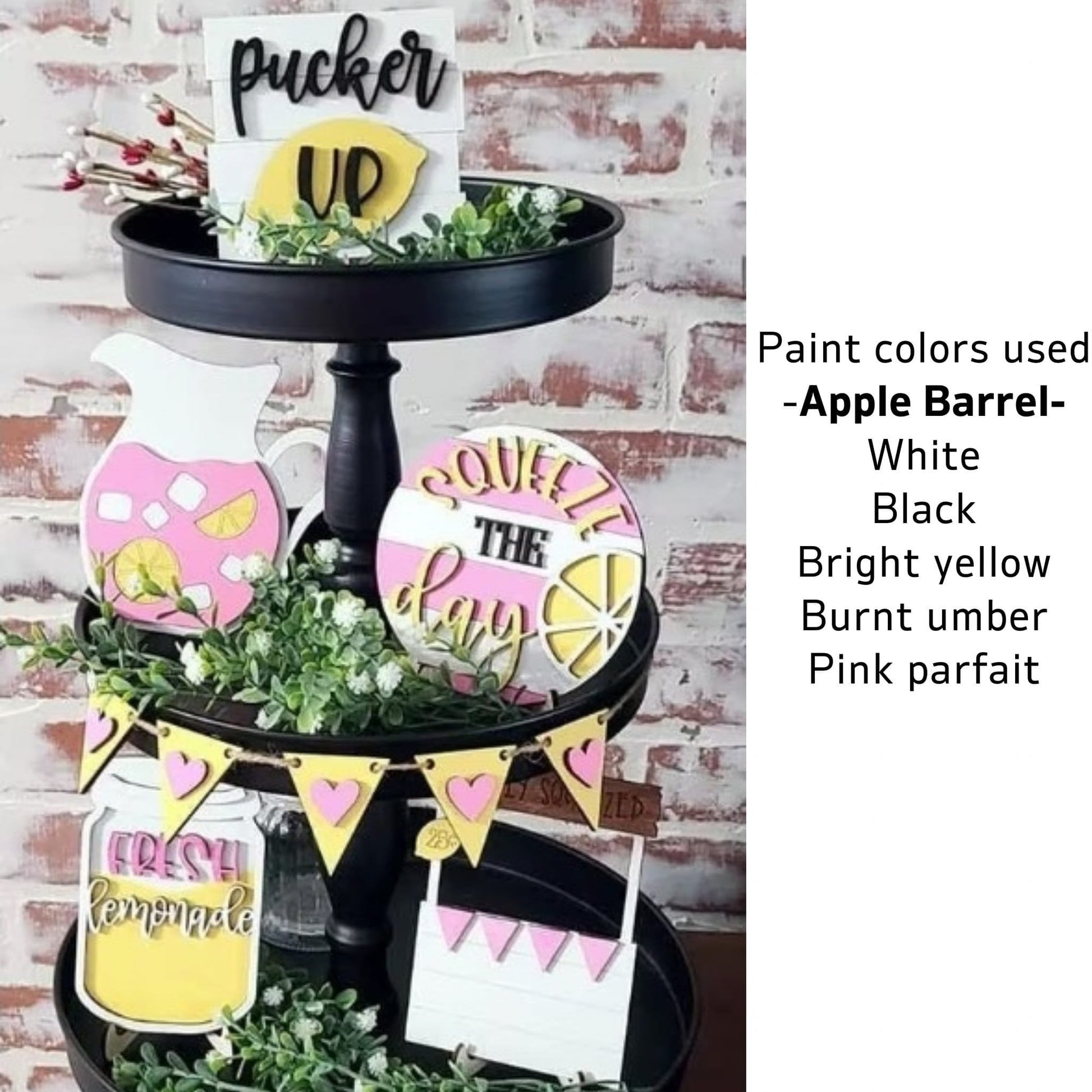 Lemonade summer tiered tray blank, Lemon tiered tray diy blank, Tiered Tray Decor blank, Wood Craft Kit, Do It Yourself, DIY Craft Kit - LaserOnTheHill