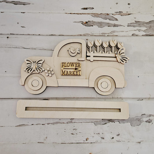 Spring Truck Shelf Sitter Wood Blank DIY, Tiered Tray Decor