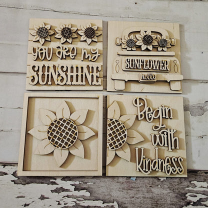 Sunflower interchangeable signs - Diy sunflower home decor - diy sunflower tiered tray decor - Make your own sunflower decor -diy Wood blank - LaserOnTheHill