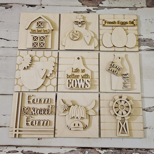 Highland cow interchangeable signs - Diy cow home decor - diy farm tiered tray decor - Make your own Highland cow decor -diy Wood blank - LaserOnTheHill