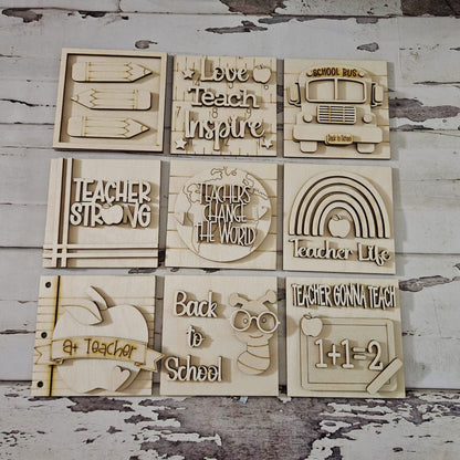 Teacher interchangeable signs - Diy school home decor - diy teach tiered tray decor - Make your own classroom decor -diy Wood blank - LaserOnTheHill