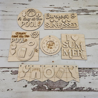 Summer Pool Tiered Tray Wood Blank Set – DIY Home Decor