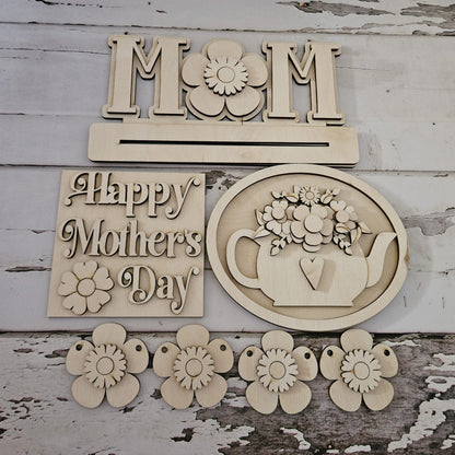 Mother's Day Tiered Tray Decor DIY Kit - Unfinished Wood Craft