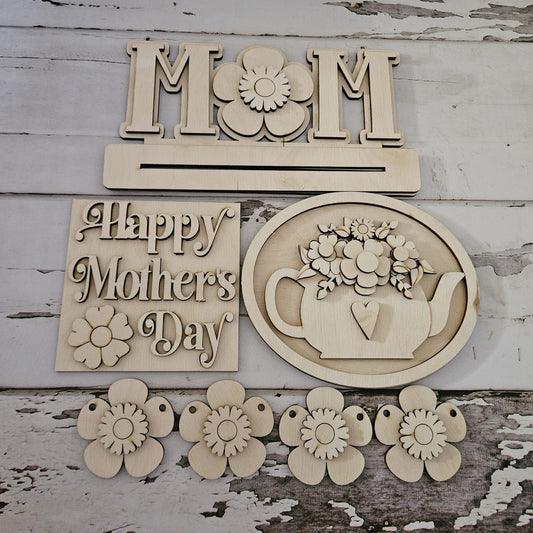 Mother's Day Tiered Tray Decor DIY Kit - Unfinished Wood Craft
