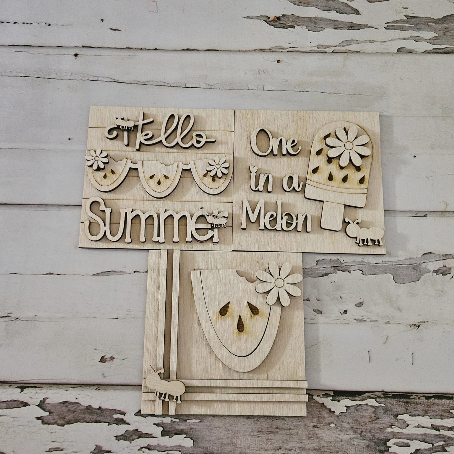 Summer Watermelon Tiered Tray Blank, DIY Birch Wood Decor