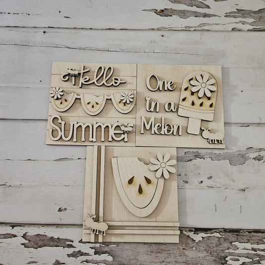 Summer Watermelon Tiered Tray Blank, DIY Birch Wood Decor