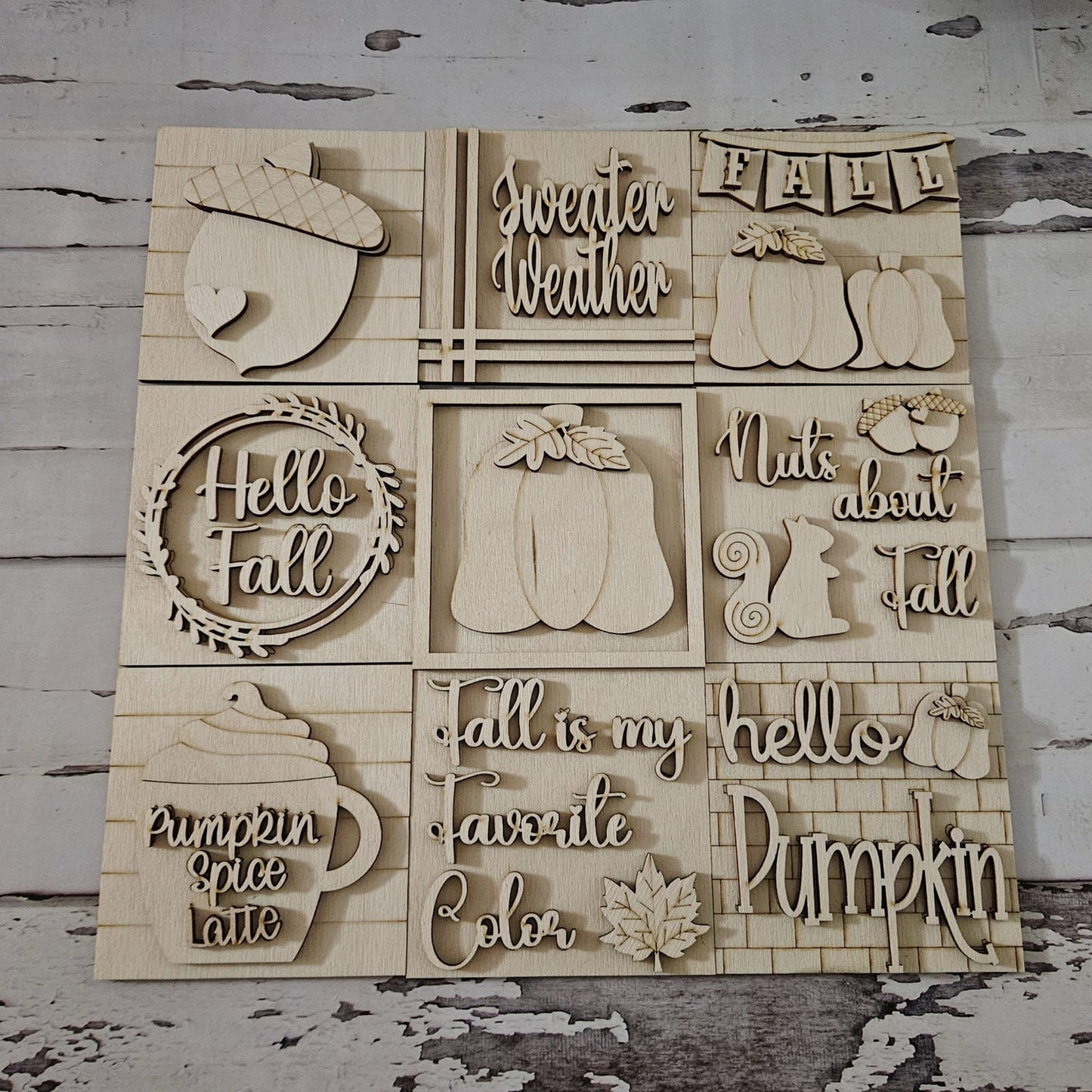 Unfinished Birch Wood Fall Tiered Tray Decor, DIY Autumn Kit