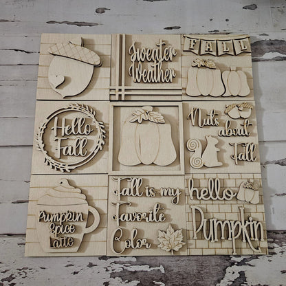 Unfinished Birch Wood Fall Tiered Tray Decor, DIY Autumn Kit