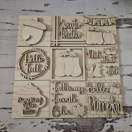 Unfinished Birch Wood Fall Tiered Tray Decor, DIY Autumn Kit