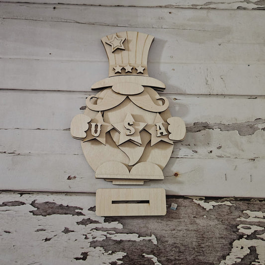DIY 4th of July Gnome Shelf Sitter, Unpainted Wood Decor