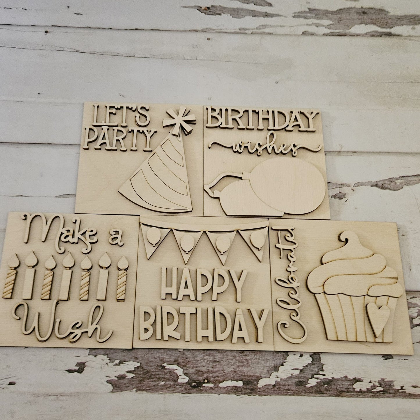 Birthday interchangeable signs - Diy birthday home decor - diy birthday tiered tray decor - Make your own home decor -diy Wood blank - LaserOnTheHill